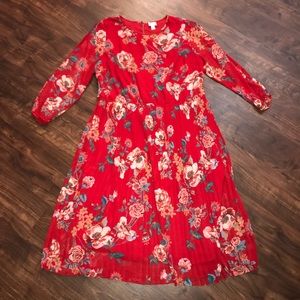 Plus Size Ava and Viv Red Floral Dress 2X